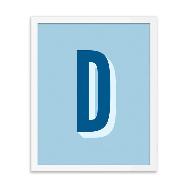 Alphabet Series in Blue, Letter D by Pencil & Paper in White Frame, XS Art Print For Sale