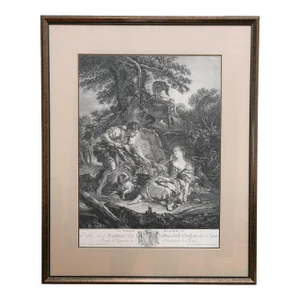 18th Century Etching & Engraving by Rene Gaillard, (1719-1790) "The Mysterious Basket"
