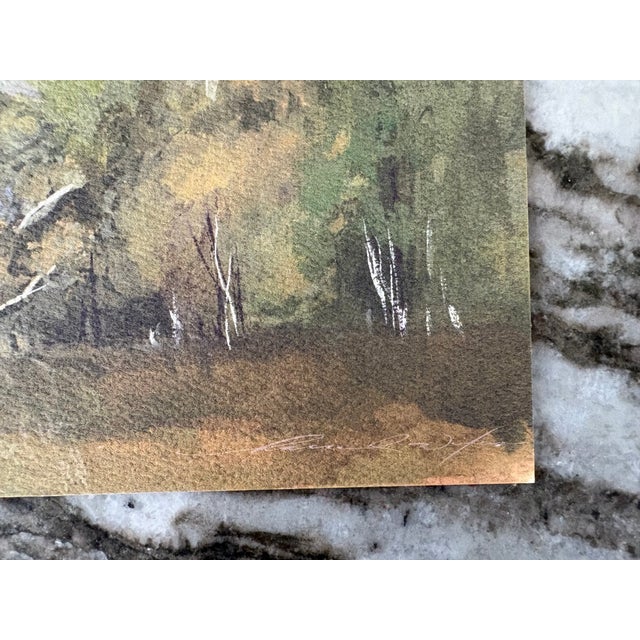 2020s 2025 Landscape Fine Art Print of the Woods in Vintage Gold Frame For Sale - Image 5 of 7