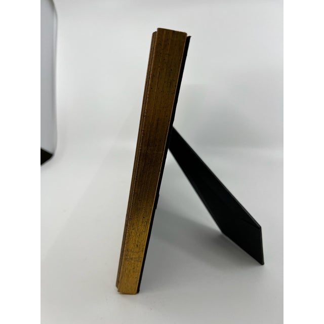 Vintage Italian Gold Wood Picture Frame With Easel Back Under Glass For Sale - Image 4 of 12