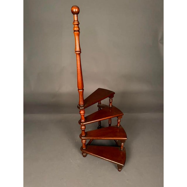 Wood English Mahogany Custom Spiral Library Steps, Late 20th Century For Sale - Image 7 of 11
