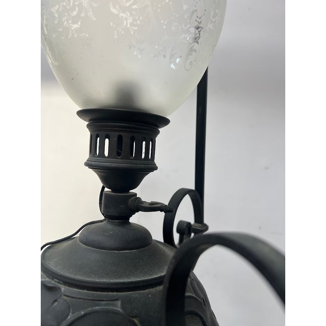 Patinated Bronze Ball Pendant Light, 1800s, Set of 2 For Sale - Image 11 of 14