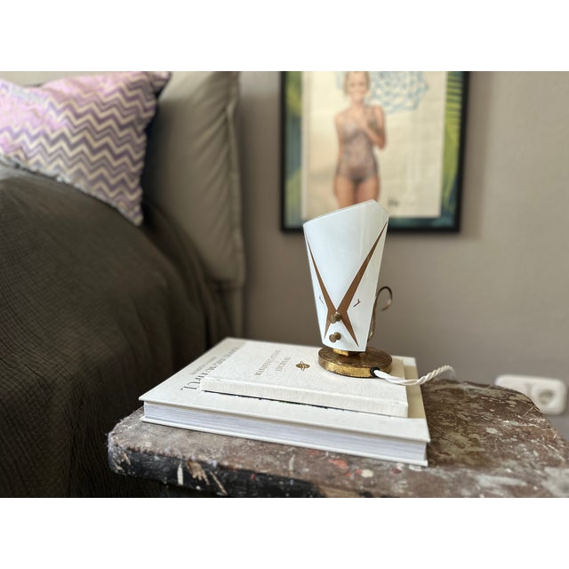 Mid-Century Italian Table Lamp with Glass Shade and Brass Finish For Sale - Image 15 of 15