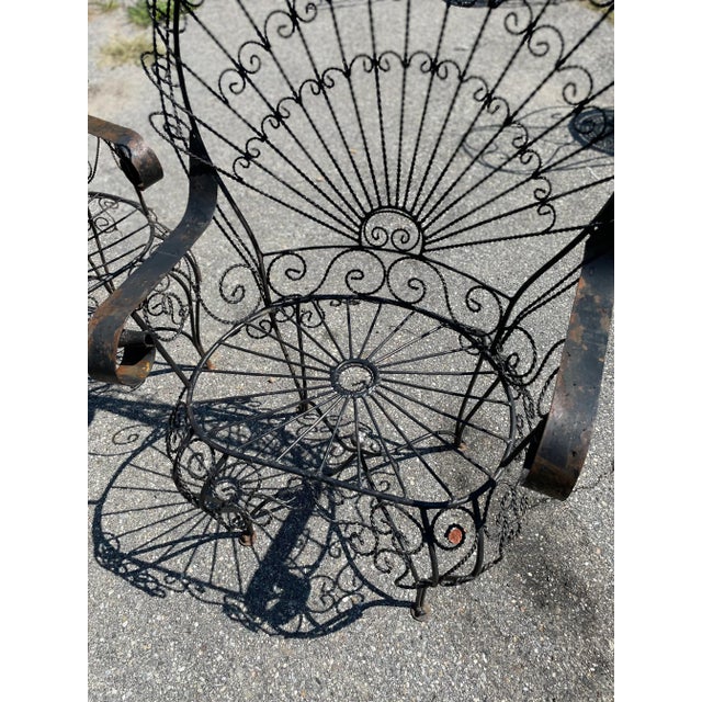 Vintage Twisted Iron Peacock Chairs and Settee, 3 Pieces For Sale - Image 9 of 11