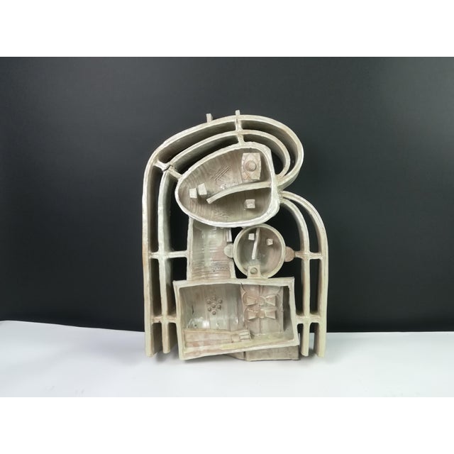 Light Yellow Jozsef Pattantyus, Wall Sculpture, 1970s, Glazed Ceramic For Sale - Image 8 of 11