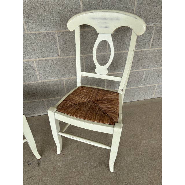 Pottery Barn Napolean Cream Rush Bottom Side Chairs For Sale In Philadelphia - Image 6 of 11