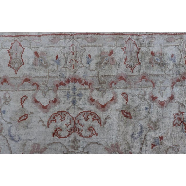 Neutral Butter Color Background With Light Green, Light Blue, Red in All-Over Floral Design Vintage 7'0"x8'7" For Sale - Image 9 of 12