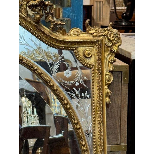 Gold 19th C. French Louis XV Giltwood Mirror With Etched Border Panels For Sale - Image 8 of 8