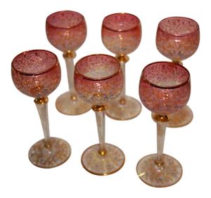 Early 20th Century Moser Glass Goblets- Set of 6