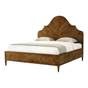 Modern Rustic Oak King Bed - Dark
