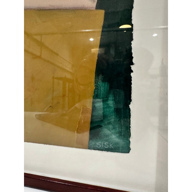 Contemporary Mixed Media Still Life by Sisk – Watercolor With Collage Elements, Framed For Sale - Image 3 of 7