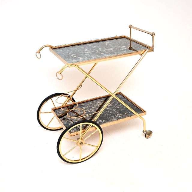 Vintage Italian Brass Drinks Trolley, 1970s For Sale - Image 6 of 13
