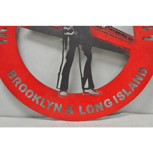 Metal Iron Workers 361 Brooklyn & Long Island Hanging Wall Steel Black Metal Plaque For Sale - Image 7 of 12