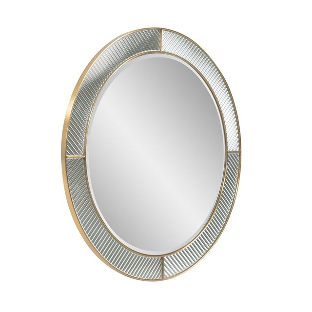 Kenneth Ludwig Chicago Frosted Round Wall Mirror For Sale - Image 4 of 11