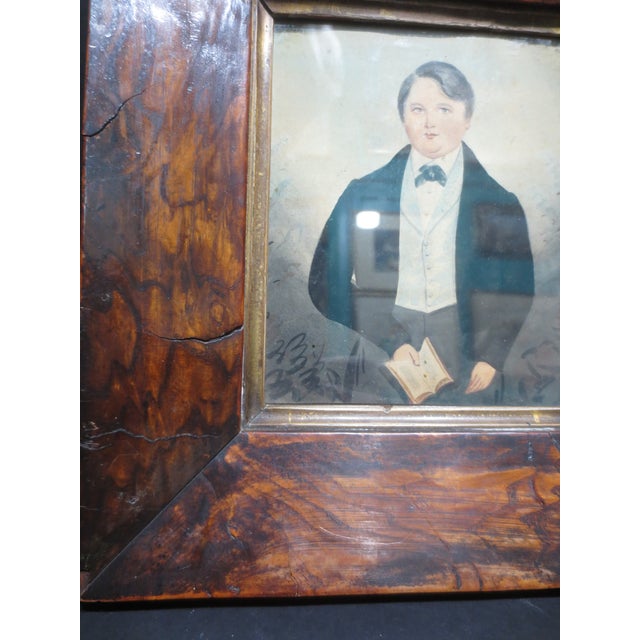 19th Century Portrait of a Young Man Watercolor For Sale - Image 9 of 9