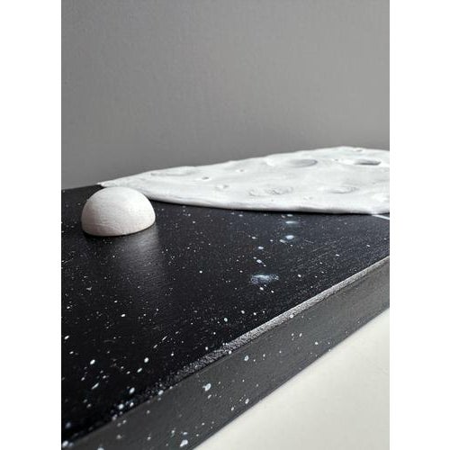 Vera Vizzi, Lunar Crater, 2026, Blue and White Foam Clay Relief on Wood For Sale - Image 6 of 11