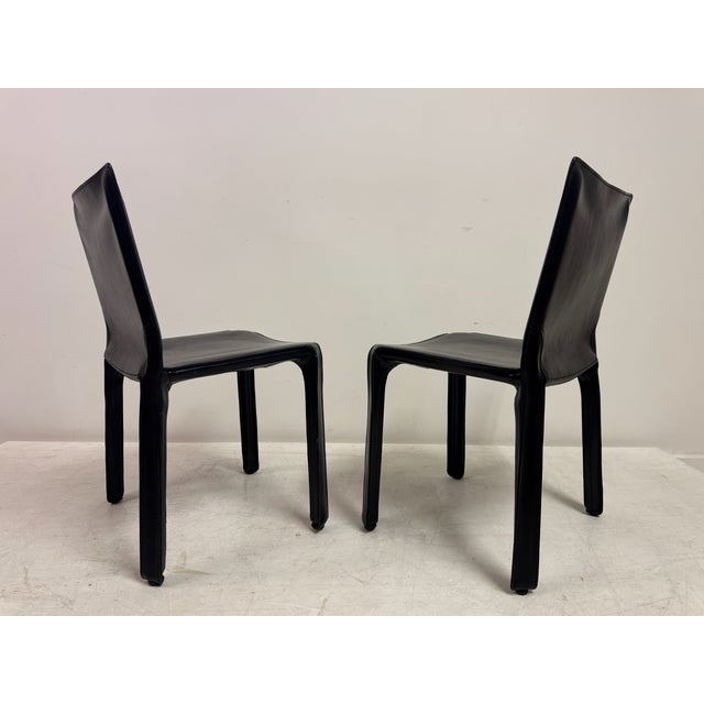 Vintage Black Leather Cab Dining Chairs by Mario Bellini for Cassina, 2000s, Set of 6 For Sale - Image 10 of 18
