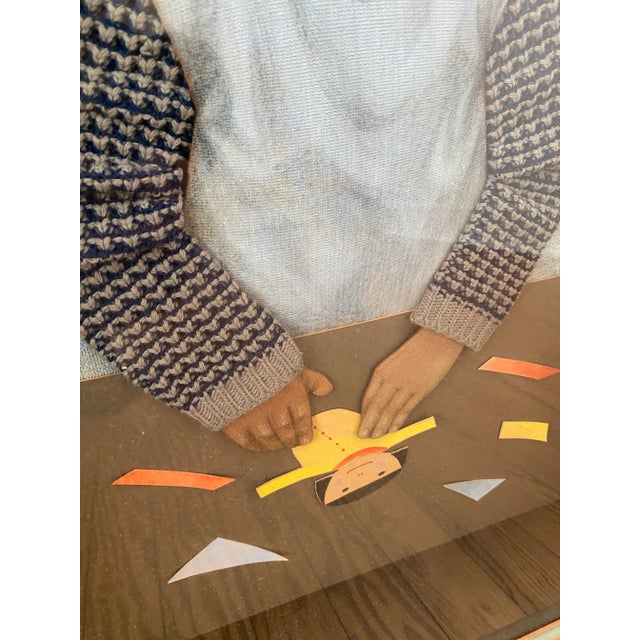 1970s Mid Century Original Girl Shadow Box Art For Sale - Image 5 of 11