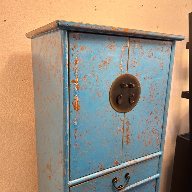 Chinese Inspired Cerulean Wedding Cabinet For Sale - Image 11 of 12
