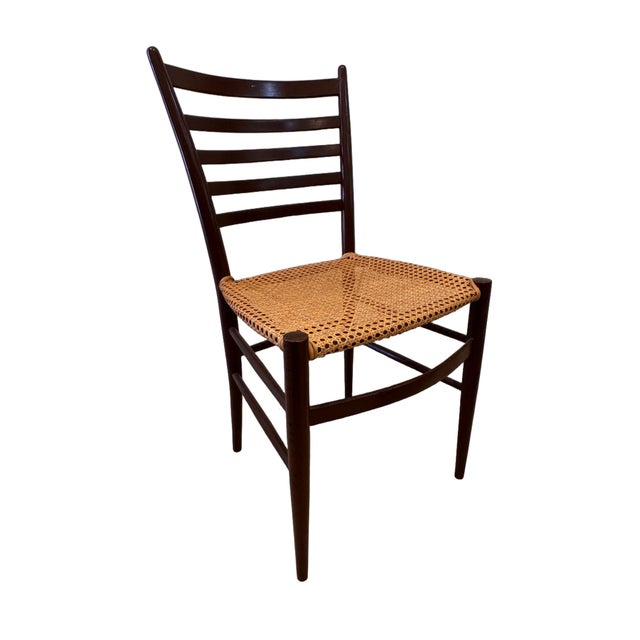 1960s Vintage Italian Gio Ponti Style Chiavari Ladder-Back Cane Dining Chairs, Set of 4, C. 1960s For Sale - Image 5 of 10