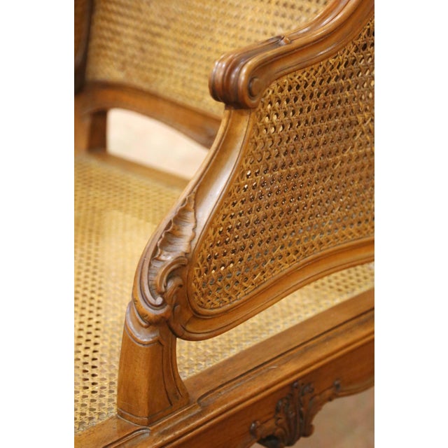 19th Century French Louis XV Carved Walnut Caned Chaise Lounge For Sale - Image 9 of 12