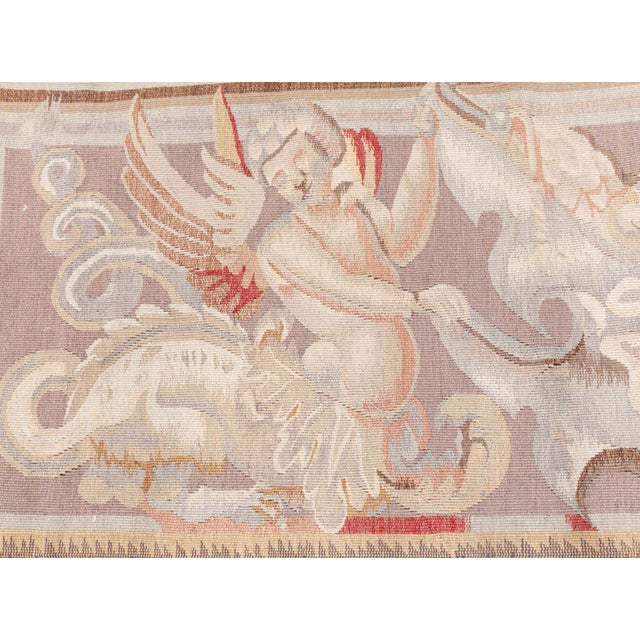 Fine French Tapestry Size: 4'8" × 8'7" (142 × 261 cm) This Fine French Tapestry, circa 2000, is a masterfully crafted...