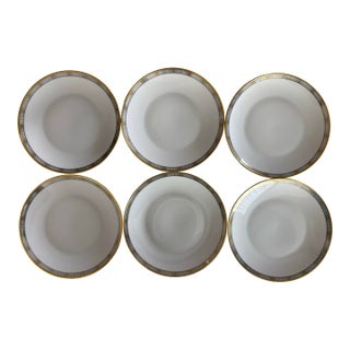 Mid Century Rosenthal Plates in the Continental Blue Band Gold Lines Pattern - Set of 6 For Sale