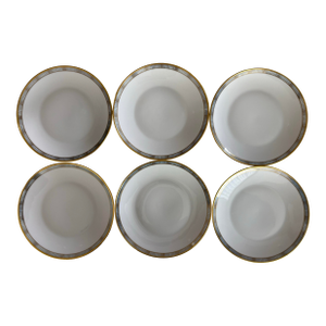 Mid Century Rosenthal Plates in the Continental Blue Band Gold Lines Pattern - Set of 6
