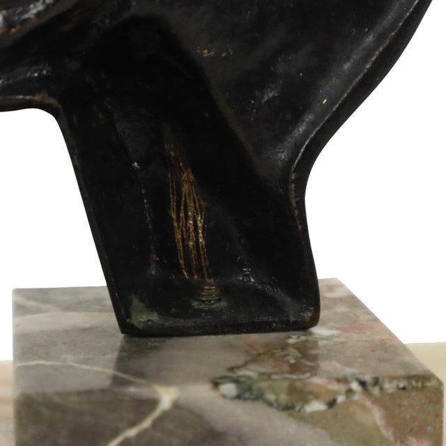 Bronze Art Deco Sculpture of a Woman on Marble, 1930s For Sale - Image 12 of 16