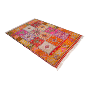 1950s Hand Knotted Colorful Turkish Rug