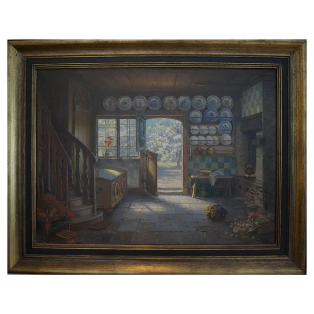 Interior, Johannes Harders, 1950s, Oil on Canvas For Sale