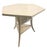 Dennis & Leen "Lambert" hexagonal shaped table. Faux ivory painted finish with subtle geometric patttern like a bone...