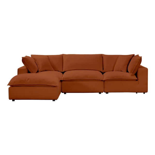 Cali Rust Performance Fabric Modular 4 Piece Sectional For Sale