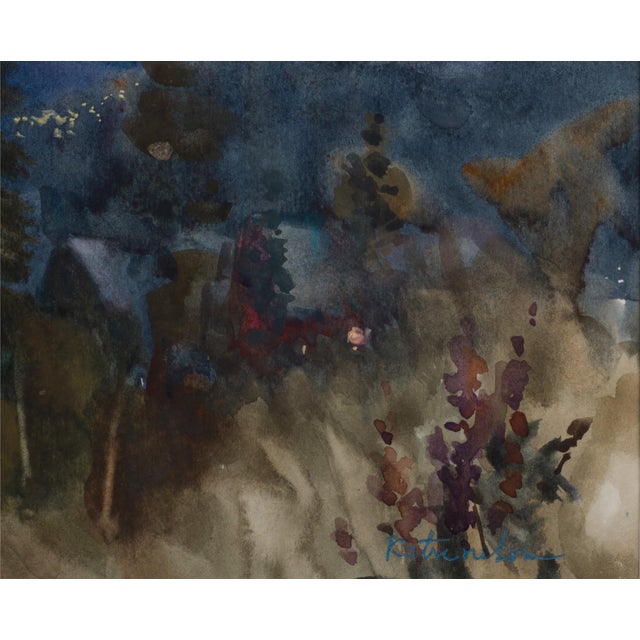 Colorado Evening, ca. 2010 by Naum Katsenelson | Watercolor on paper of a mountain landscape at dusk For Sale - Image 4 of 5