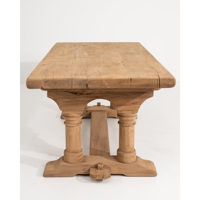 Late 20th Century Brutalist Oak Dining Table, France, Circa 1970 For Sale - Image 5 of 14
