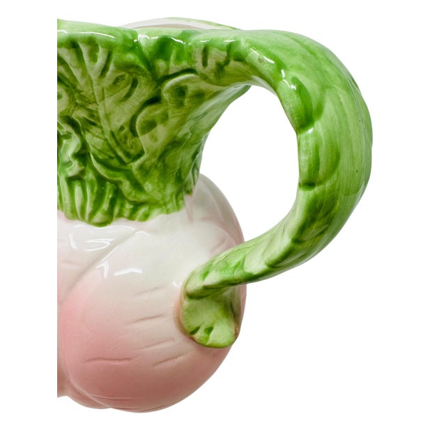 1980s Vintage Majolica-Style Pink Radish Pitcher by Plus One Gifts For Sale - Image 5 of 10