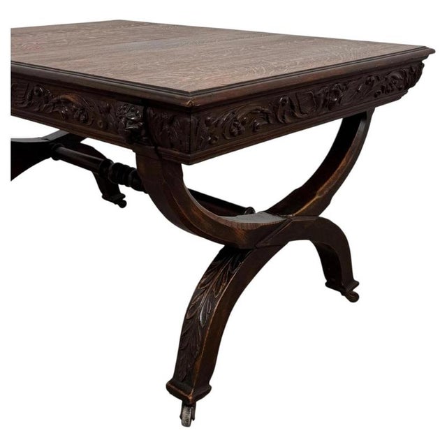 Antique English Victorian Oak Centre Table, 1800s For Sale - Image 4 of 8