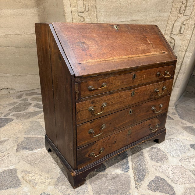 Georgian Mahogany Slant Front Secretary Desk Adam Style Slant-Front Bureau For Sale - Image 10 of 18