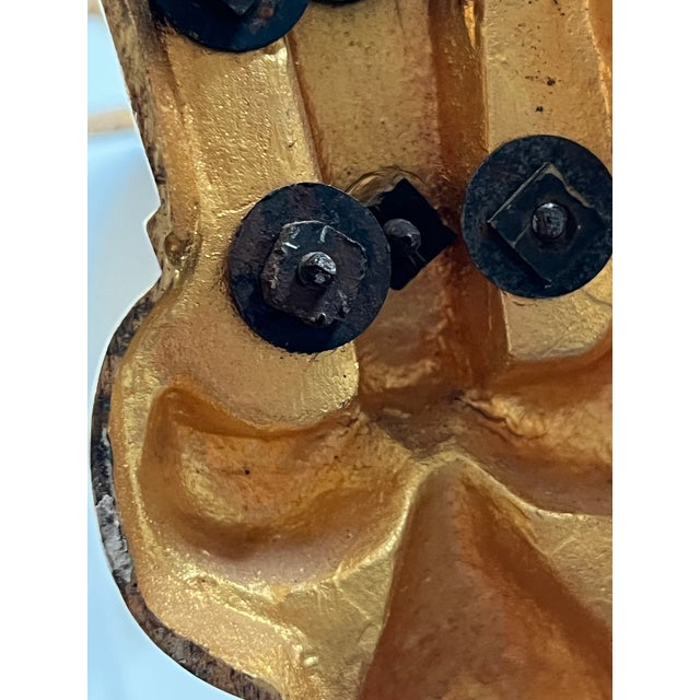 Antique Large 3 Light French Gold Gilt Bronze Pair Wall Sconces Figural Heads With Horn For Sale - Image 12 of 12