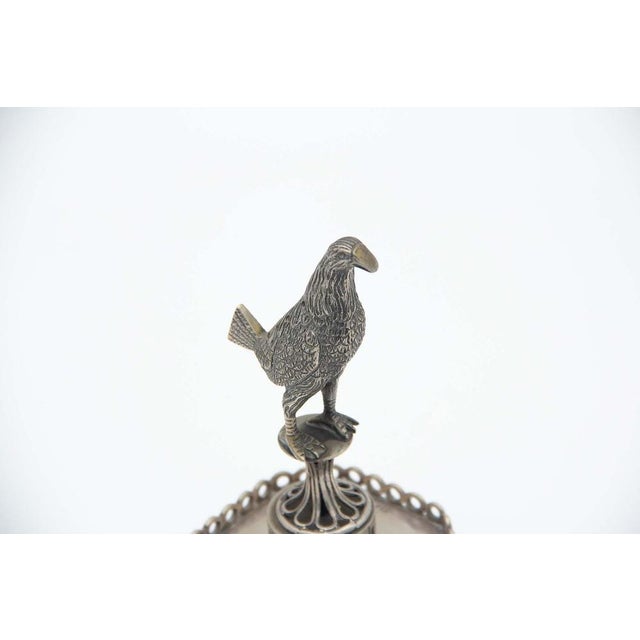 Silver Toothpick Holder with Bird For Sale - Image 3 of 4