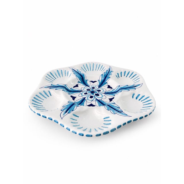 2000 - 2009 Italian Hand-Painted Ceramic Oyster Plate by Les-Ottomans For Sale - Image 5 of 12