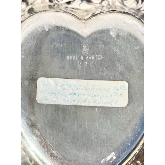 Vintage Reed & Barton 230 Silver-Plated Heart Dish – Ornate Anniversary Gift For Sale In Boise - Image 6 of 12