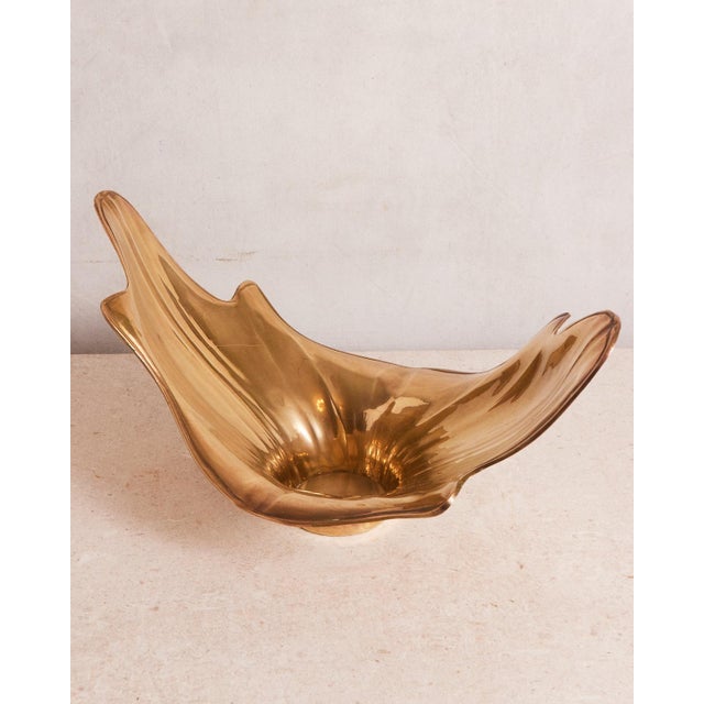 1970s Large Brass Low Bowl or Vase For Sale - Image 10 of 18