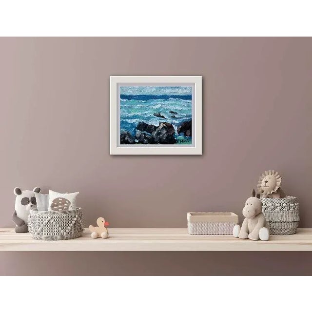 Contemporary Contemporary Modern Coastal Seascape Oil Painting For Sale - Image 3 of 12