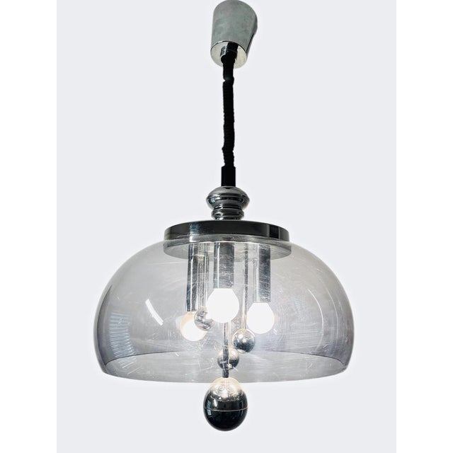 Plastic Space Age Acrylic Glass and Chrome Sputnik Ceiling Lamp, 1970s For Sale - Image 7 of 7