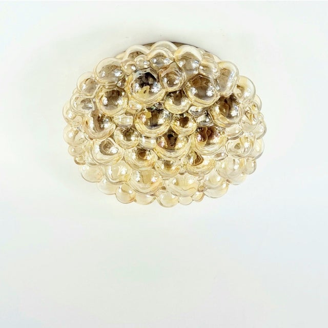 Stunning, large & rare bubble glass ceiling light designed by helena tynell for limburg, germany's leading glasswork,...