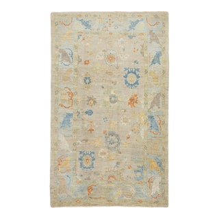 Apadana's Contemporary Light Brown Sultanabad Wool Rug With Allover Design For Sale