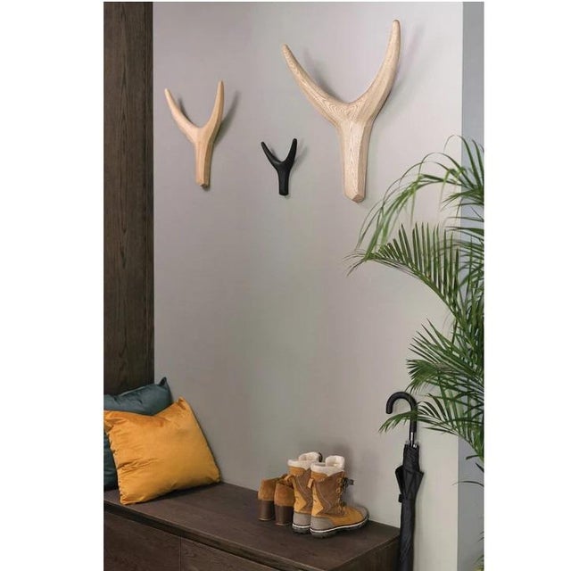 2020s Medium Nguni Head Black Iroko, Animal Head Wall Sculpture, Grey For Sale - Image 5 of 10