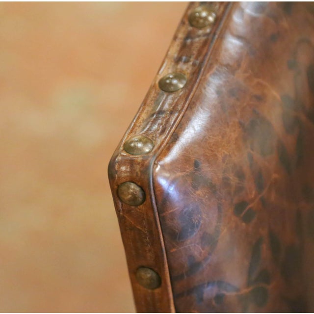 Wood 19th Century French Louis XV Walnut Desk Chair With Embossed Leather For Sale - Image 7 of 9