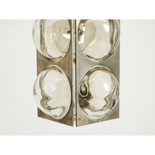 Vintage Space Age Pendant Lamp in Glass and Nickel-Plated Metal by Temde, 1960s For Sale - Image 18 of 18